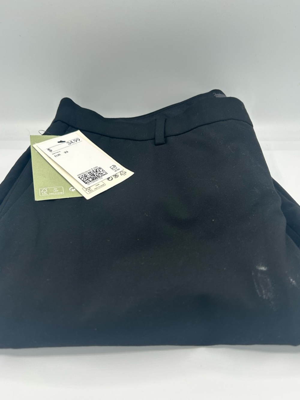 Classic Black Dress pants size 33 Clean Minimalist Style flat front.